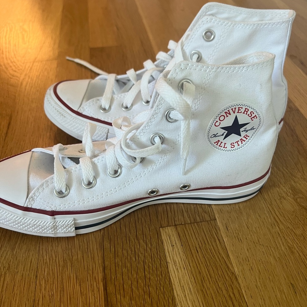 White womens high top converse